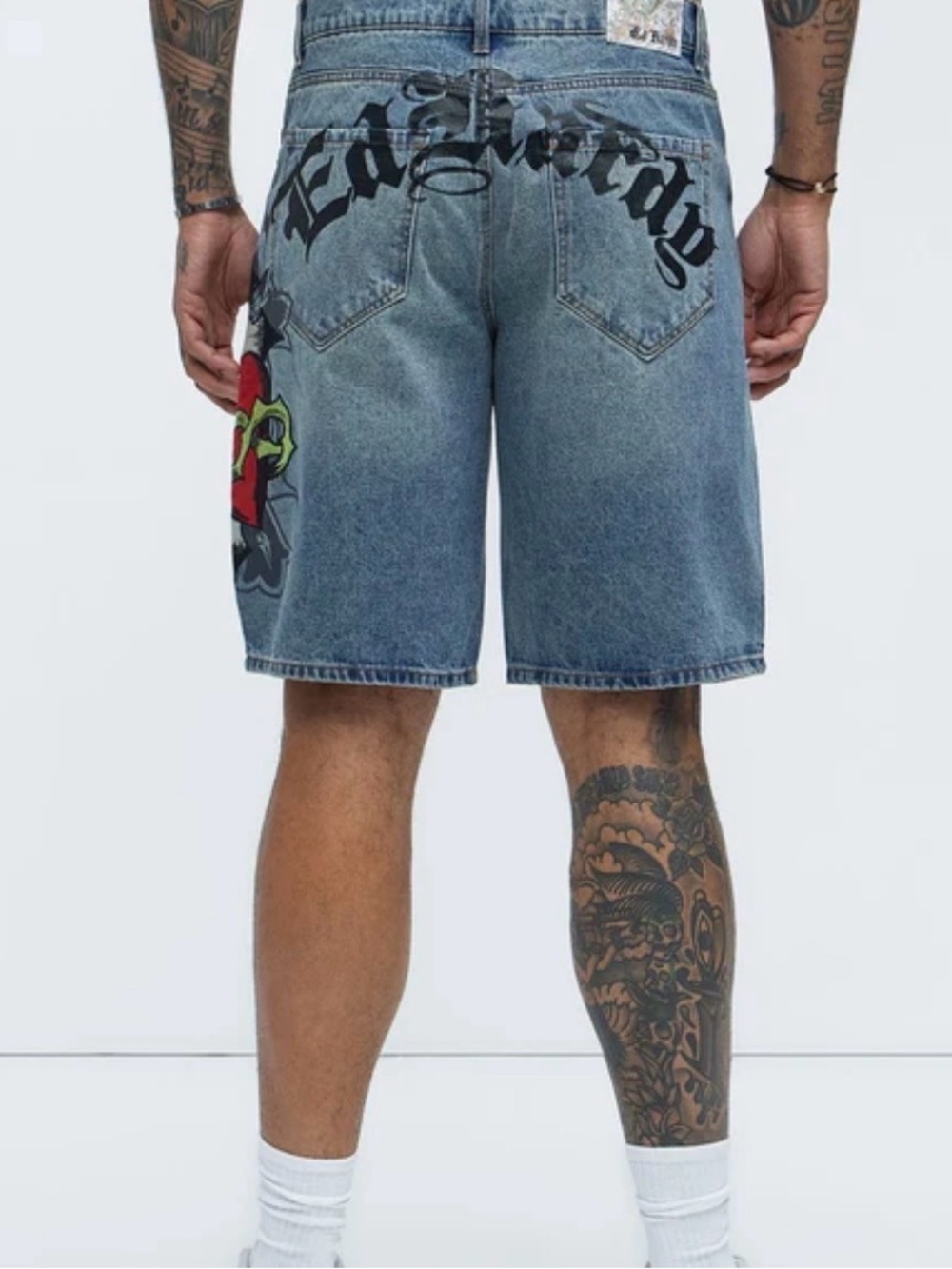 Ed Hardy COBRA DENIM SKATER SHORT